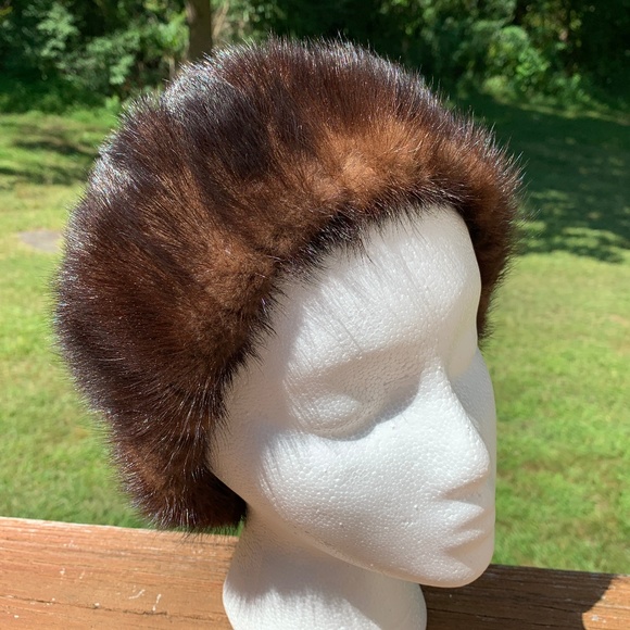 Vintage 1950\'s Brown Mink Fur Hat main image 8